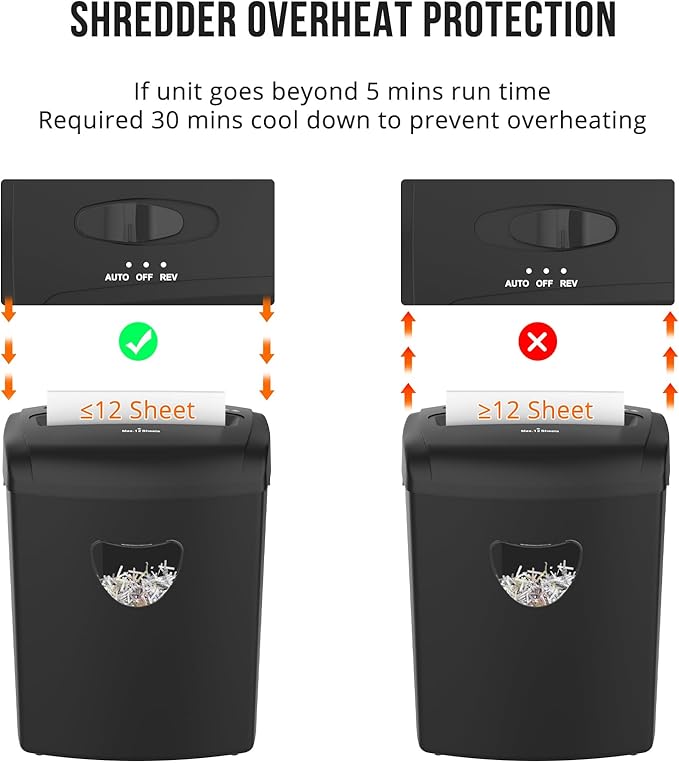 SUNTIKO 12-Sheet Cross-Cut Paper Shredder, P-4 Security Level