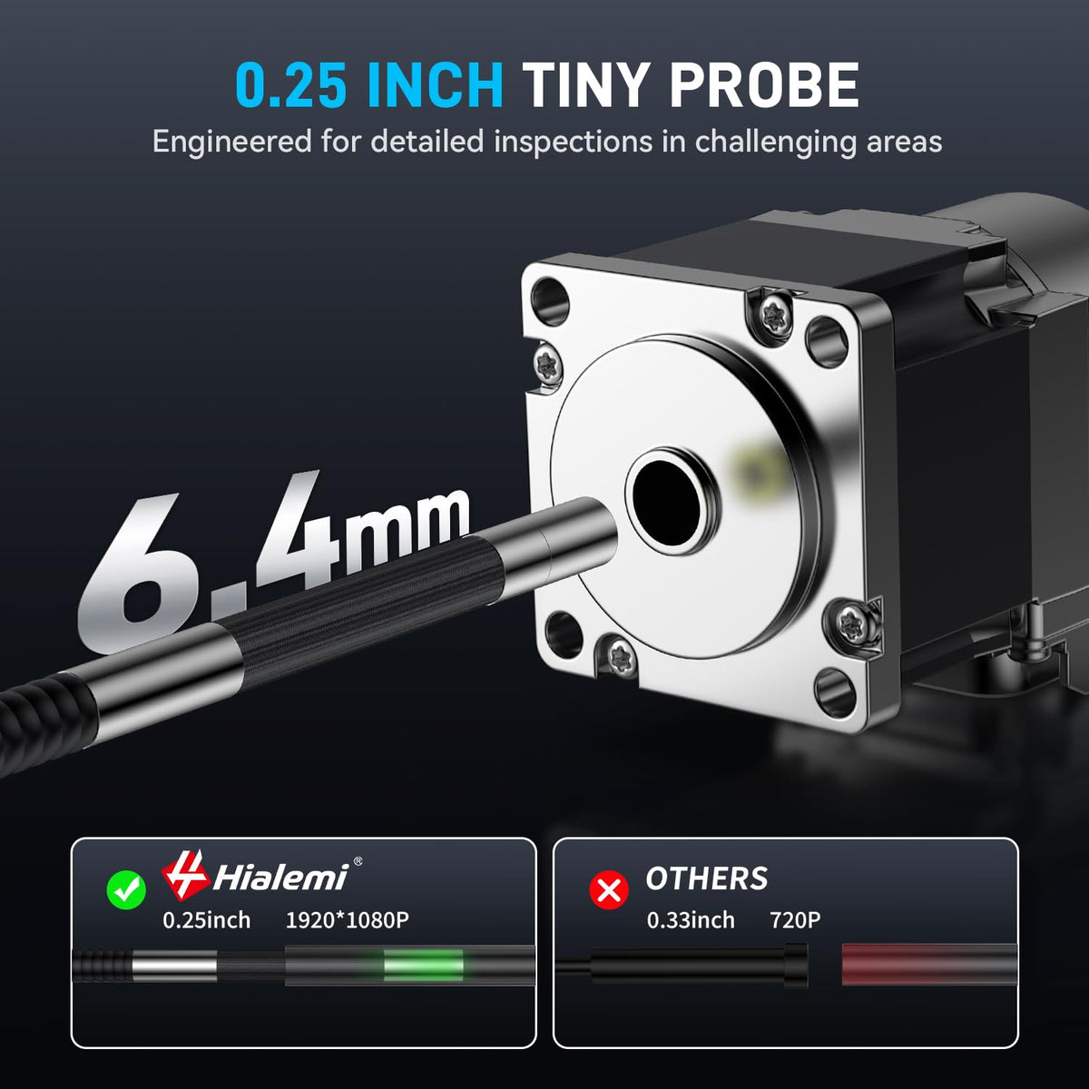 6.4mm 360° articulating borescope 4-way endoscope camera with, side view