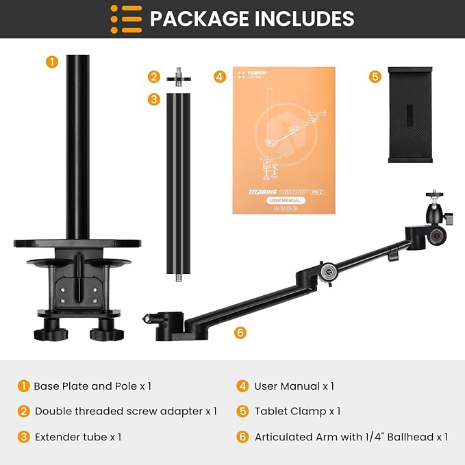 TARION Camera Arm Desk Mount: Heavy Duty DSLR Desktop Mount Camera Stand