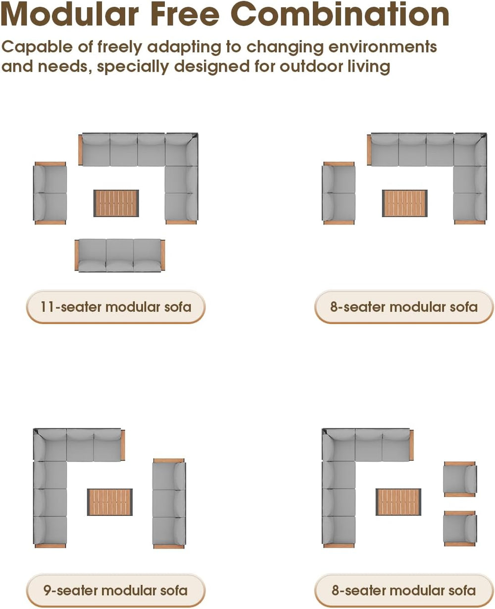 Aluminum Outdoor Patio Furniture Set 6 Seats, Outdoor Sectional Corner Sofa w...