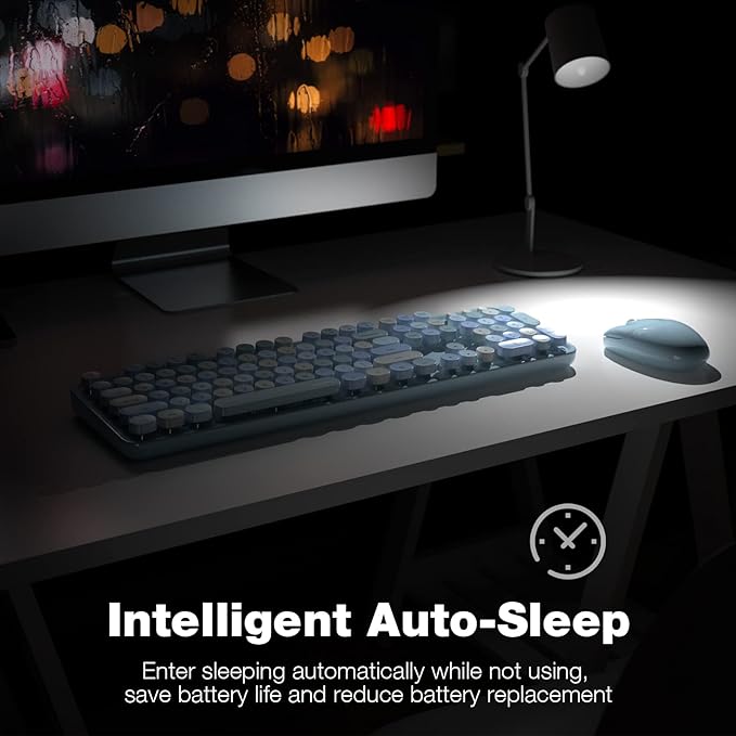 MOFII Wireless Keyboard and Mouse Combo, Retro Keyboard