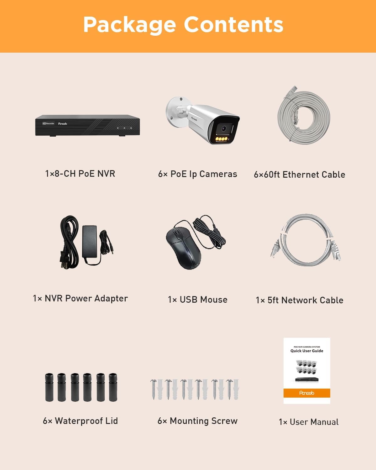 poe nvr security camera system 5mp with 2tb, front angle view