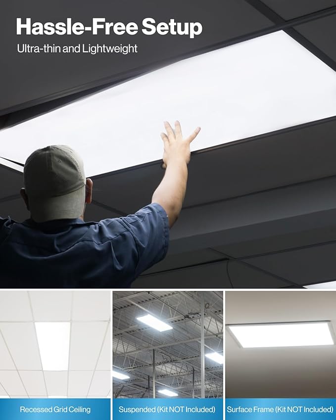 Sunco 12 Pack 2x4 LED Flat Panel Light Drop Ceiling Office Fixture, 7700 LM
