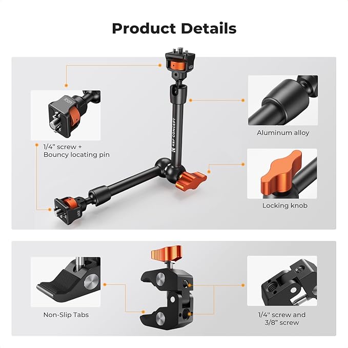 K&F CONCEPT 11" Magic Arm Clamp Kit
