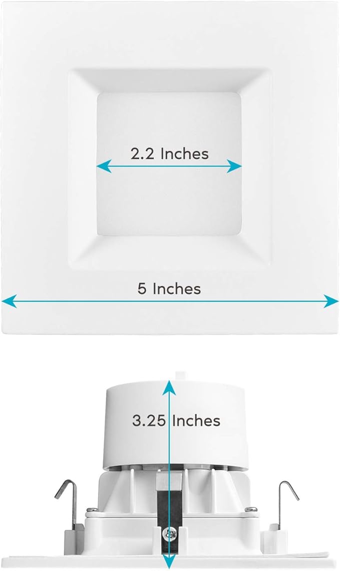 LUXRITE 4 Inch Square Recessed LED Can Lights, CCT Color Temperature Selectable (4 Pack)