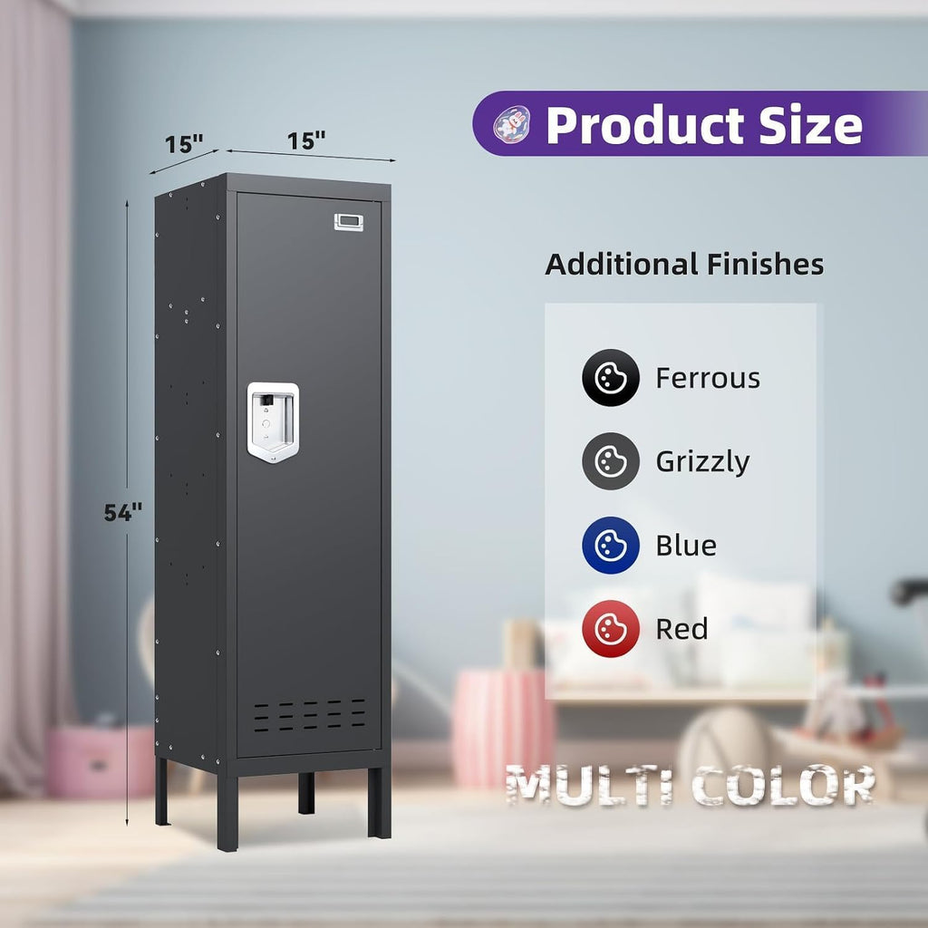 xyvaly 72" 6 door 16-gauge steel employee lockers, side view