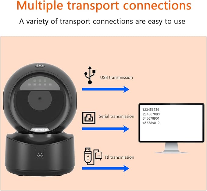 NetumScan Automatic Omnidirectional Desktop Barcode Scanner, Hands-Free USB