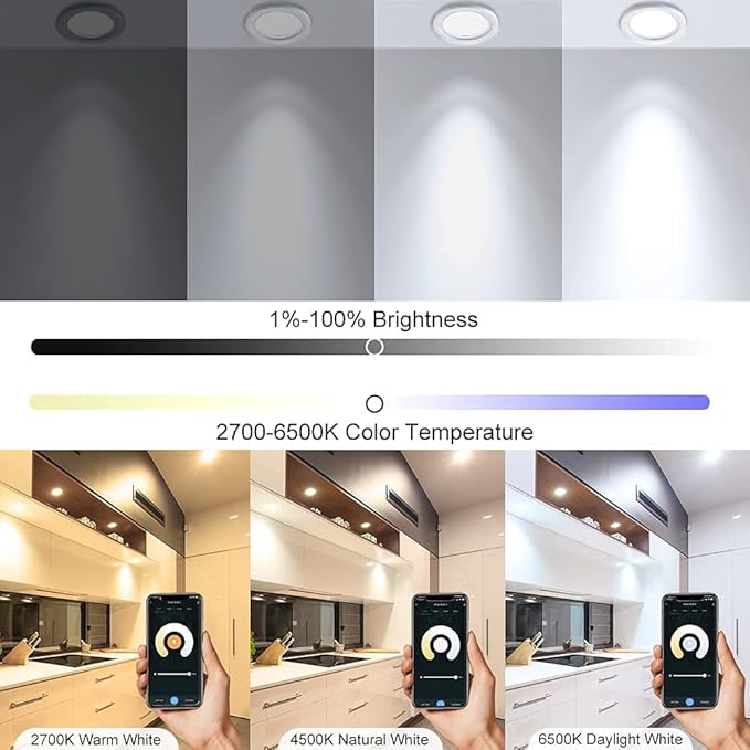 LightingWill 2 Inch Recessed Lighting, Smart WiFi LED Downlight, 5W LED Ceiling (4 Pack)