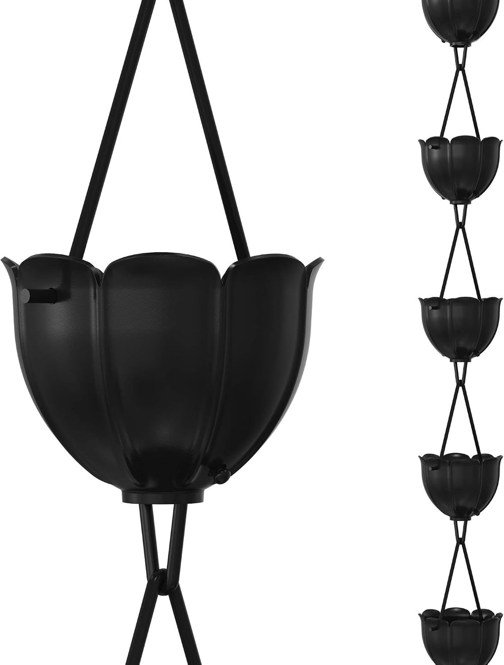 Rain Chains Direct - Tulip Rain Chain - 8.5 FT - Black Powder Coated Aluminum...
