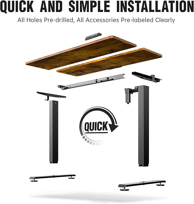 Veken 47.2" Standing Desk, Adjustable Height Office Desk