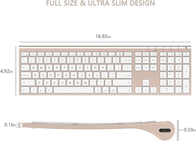 Wireless Keyboard and Mouse, Vssoplor Rechargeable Quiet Full-Size Keyboard and