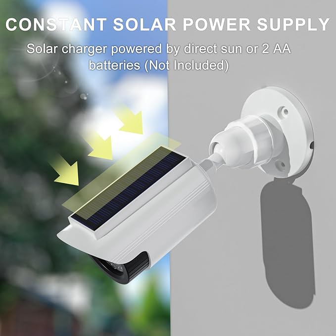 WALI Fake Dummy Camera, Solar Powered Fake Security Camera (2 Pack)