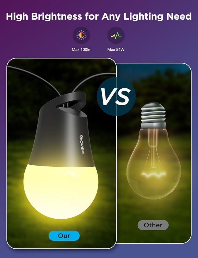 Govee Smart Outdoor String Lights 2, 96ft RGBIC Outdoor Lights