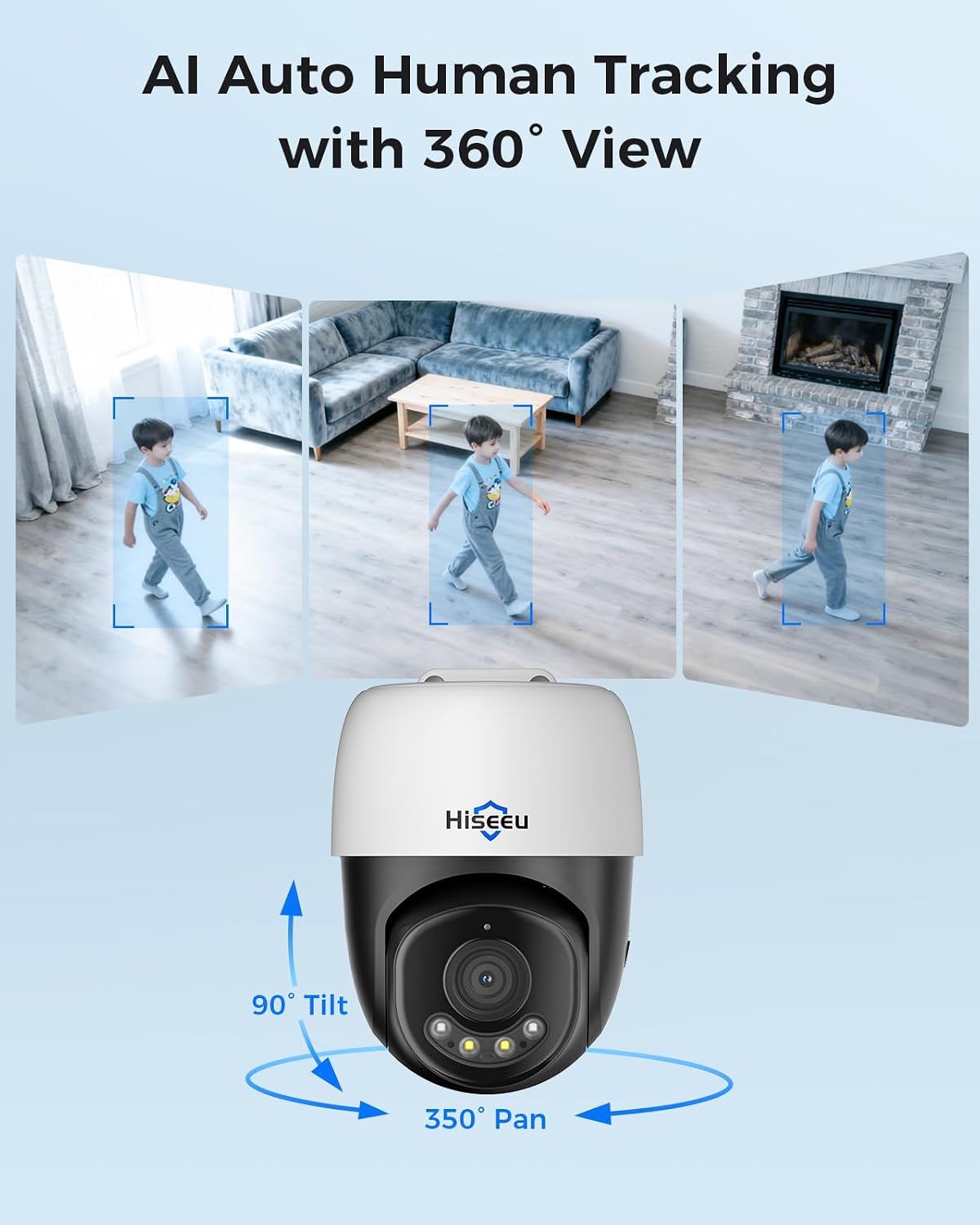【360°view】 hiseeu 4k poe ptz security camera system，6, side view