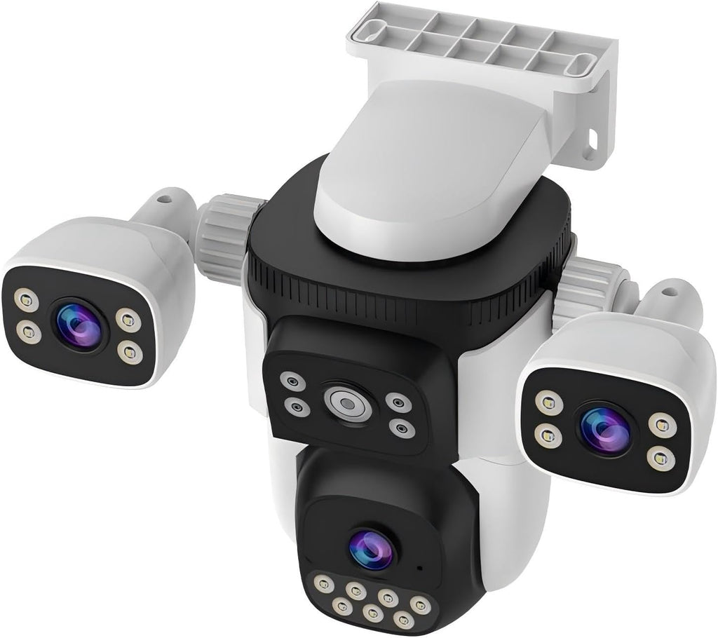 EVERSECU Triple Lens WiFi PTZ Security Camera, Three Cameras in One, Side Cameras with Adjustable All-Angle Arm, 2K 360° View No Blind Spot, Auto Tracking, Spotlight, 2 Way Audio
