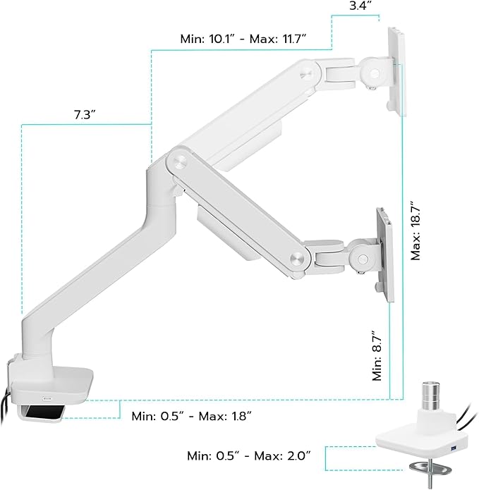 ARES WING Ultrawide Monitor Arms White