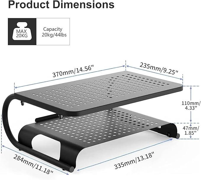 suptek Double-Deck Desk Monitor Stand Riser