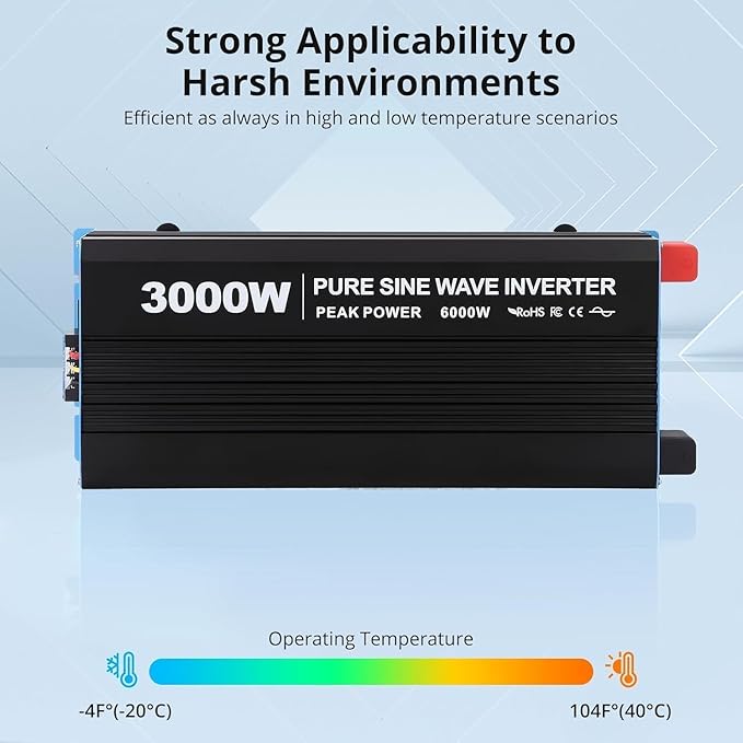 3000W Pure Sine Wave Inverter 1 USB Port 5v/2.4a, LCD Display&Remote Controller