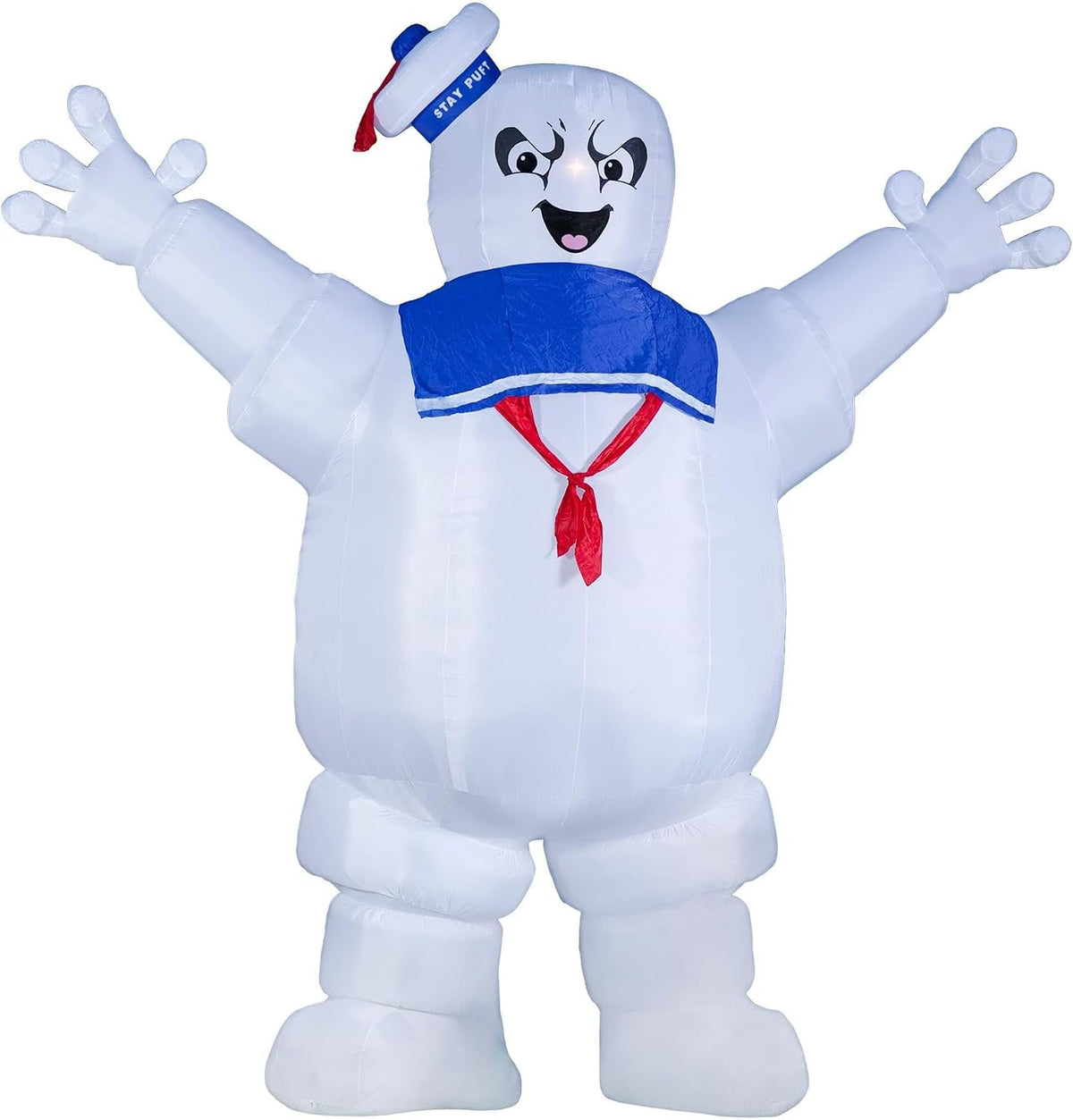Fun Costumes Ghostbusters Inflatable Stay Puft Marshmallow Man Outdoor Halloween Decoration - LED Lights, Tether Ties, Stakes, Power Cord & Repair Kit 15FT