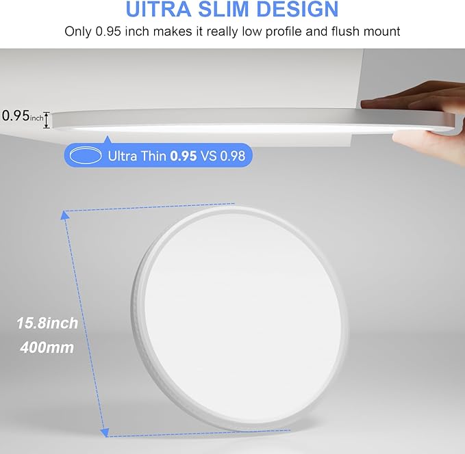 hunhun 6 Pack 16 Inch Dimmable LED Flush Mount Ceiling Light 4800LM Round Light