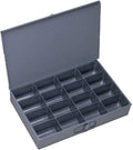 Durham 209-95 Gray Cold Rolled Steel Small Scoop Box, 13-3/8" Width x 2" Height x 9-1/4" Depth, 16 Compartment