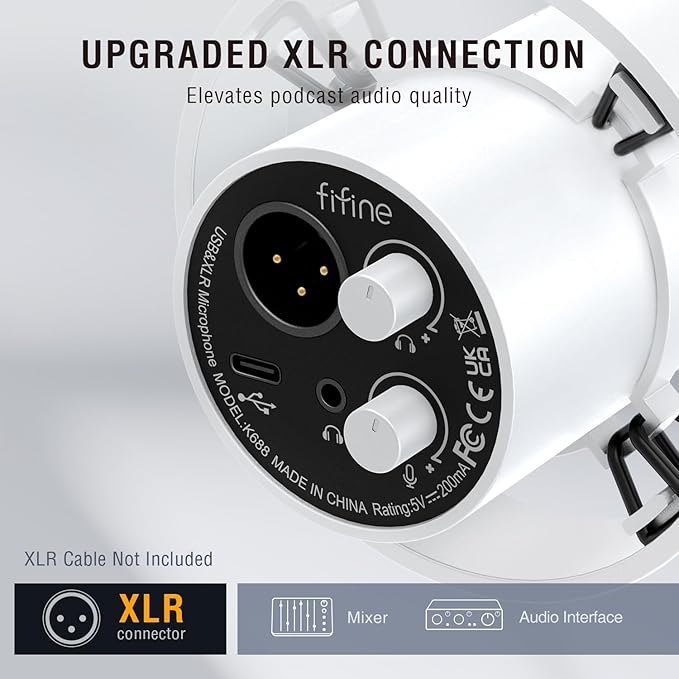 FIFINE Studio XLR Dynamic Microphone, USB PC Podcast Microphone