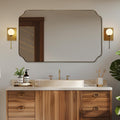 ANDY STAR 30"x48" Gold Bathroom Mirror, Large Scalloped Wall Mirror, Brushed