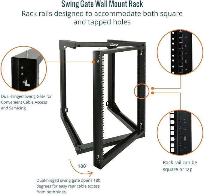 Tecmojo 15U Wall Mount Server Rack, Open Frame Network Rack