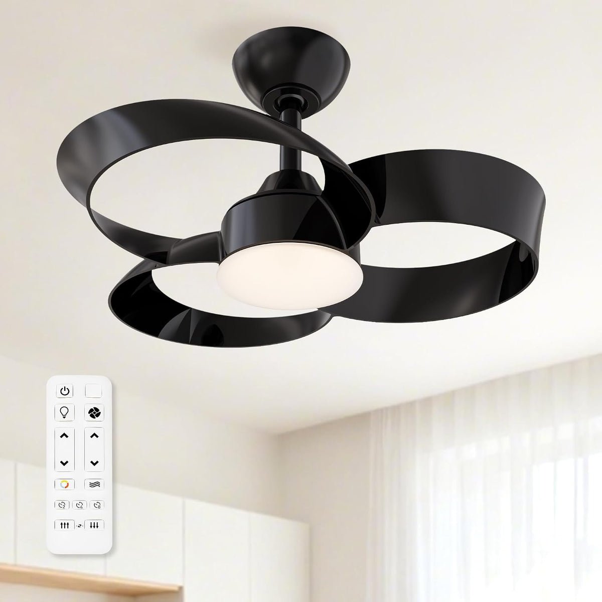 FANX 22 Inch Ceiling Fan with Light and Remote, Quiet DC Motor, Dimmable LED