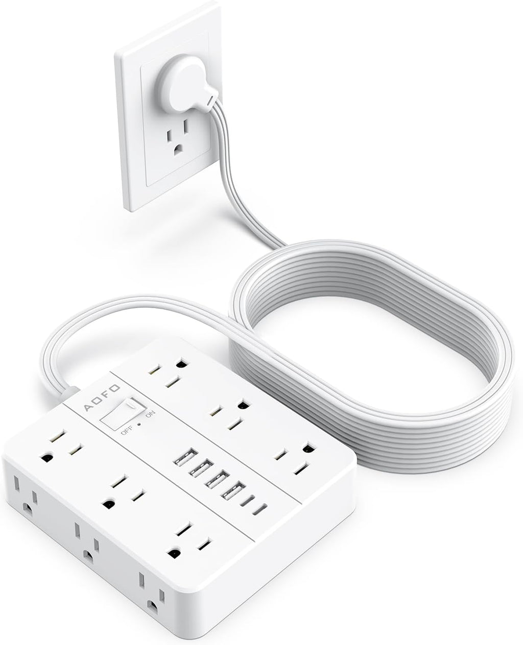 AOFO 25FT Surge Protector Power Strip, 12 AC Outlets