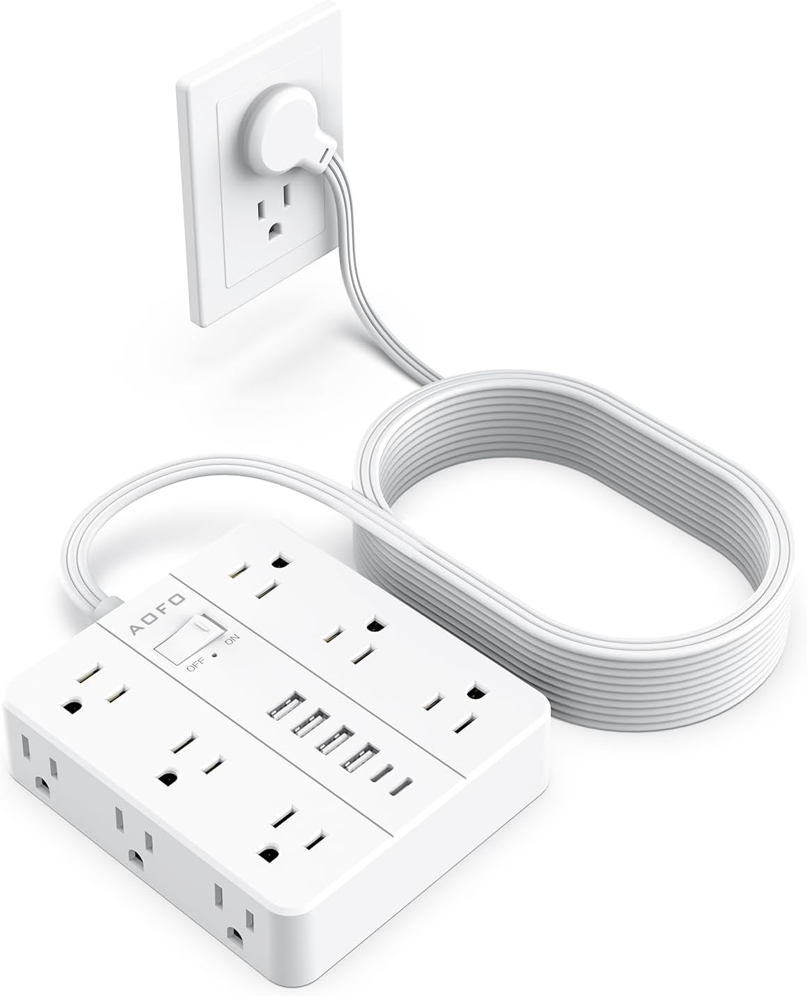 AOFO 25FT Surge Protector Power Strip, 12 AC Outlets