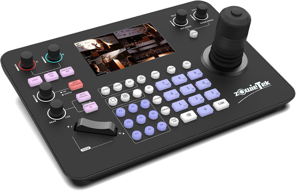 Zowietek PTZ Controller 7D Joystick Keyboard, HDMI Output, Automatic Camera