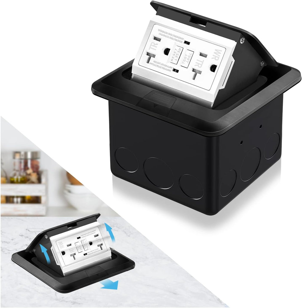 Vagueior Recessed Floor Electrical Outlet Kit, Waterproof Electrical Outlet