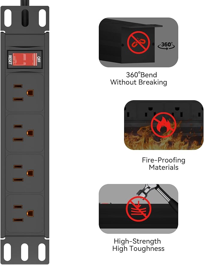 10" Rack PDU- 1U 10-inch Mini Rack Power Distribution Unit