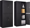 PEUKC Metal Storage Cabinet with Adjustable Shelves & Locking Doors, Tool Cabinets for Garage, Office, Home, School, Gym Storage (Black, 31.5" W x 15.7" D x 71" H - C)