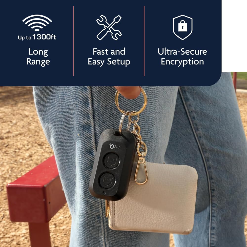 chamberlain genuine myq 2-button garage door opener remote shown in use