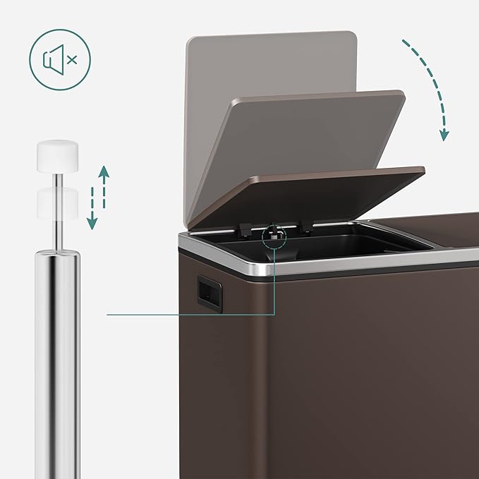 SONGMICS Trash Can, 2 x 8 Gallon Garbage Can
