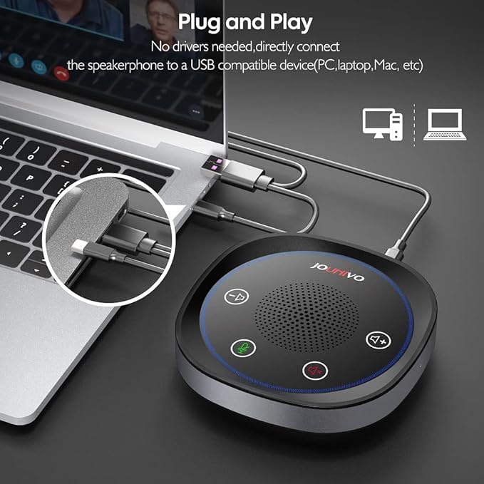JOUNIVO USB Speakerphone, Omnidirectional Computer Speaker