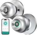 Fingerprint Door Lock, Smart Fingerprint Door Knob with Lock, Matte Silver