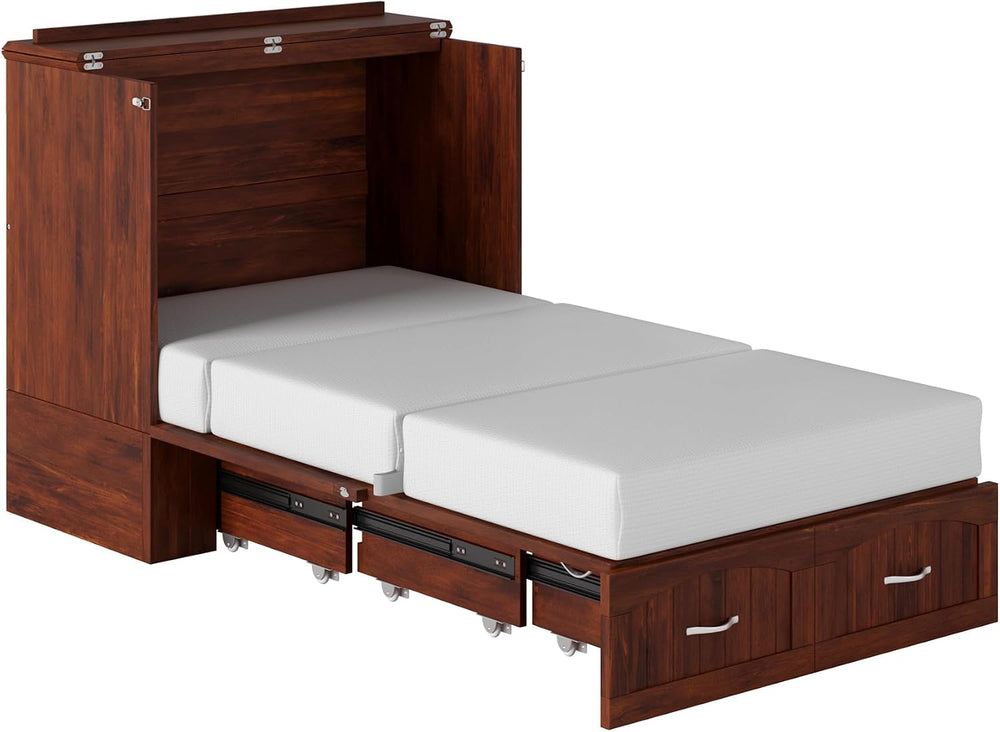 AFI, Southampton Murphy Bed Chest Twin XL with 6" Mattress & Drawer,...