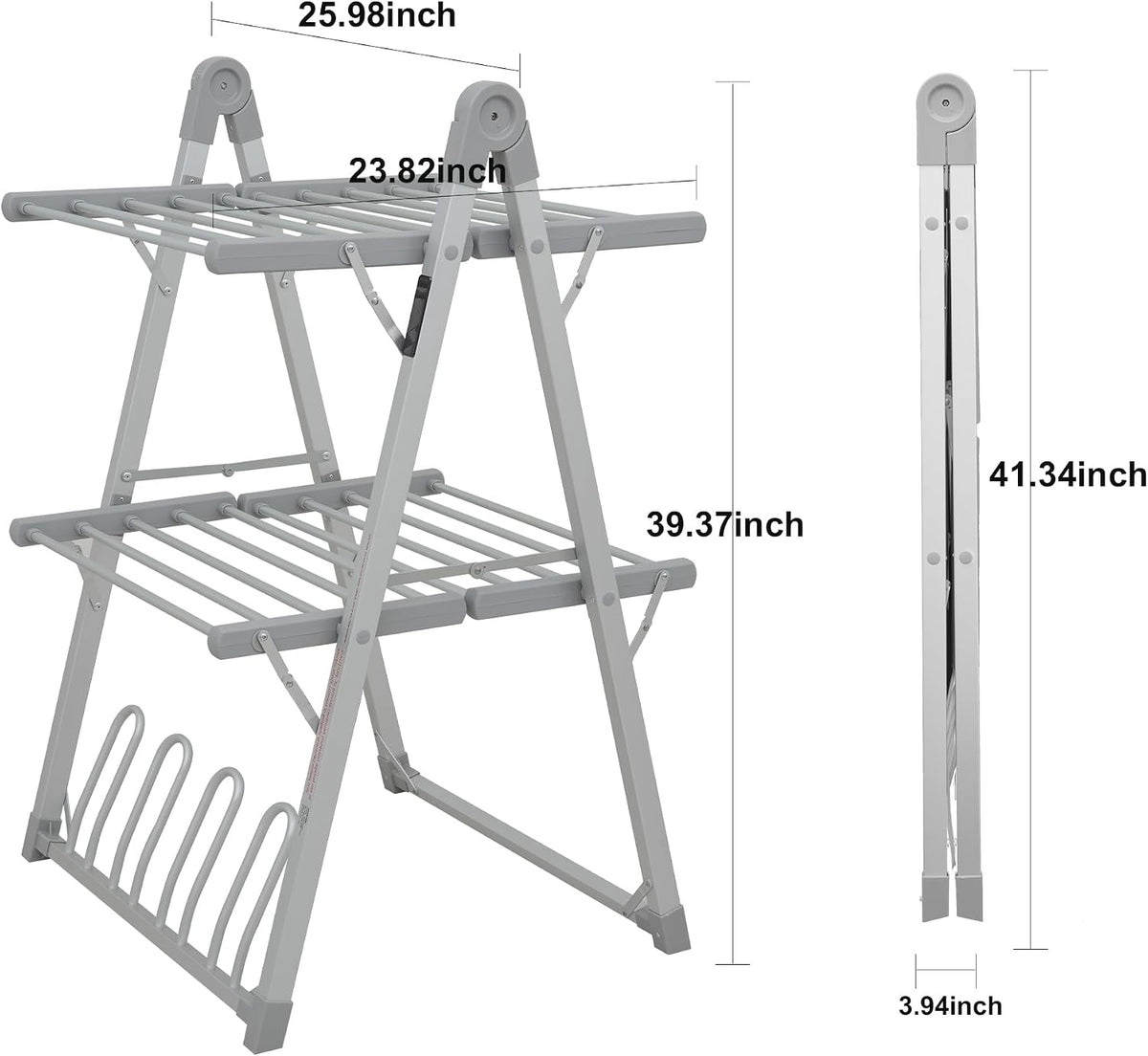 Heated Clothes Drying Rack Foldable Timer Shoes Socks,Silvery Gray