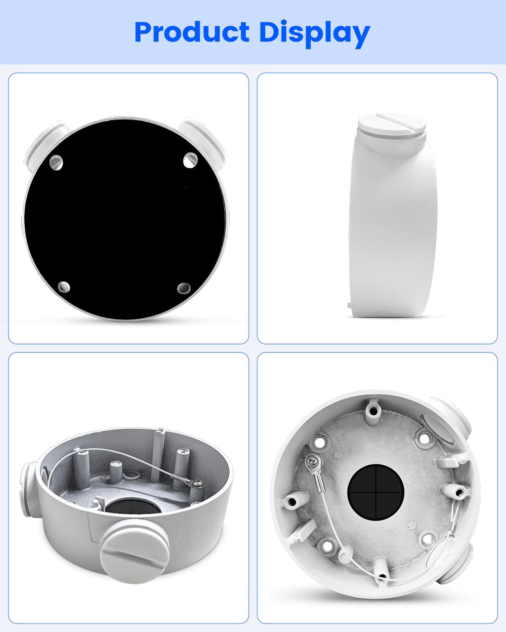 ku-ds-1260zj aluminum security camera junction box for hik, front angle view