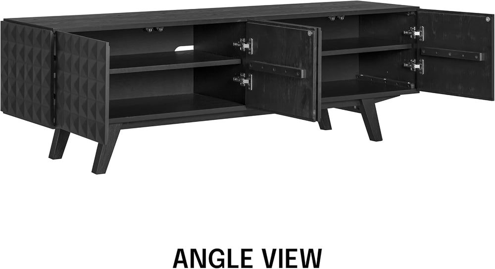 NTC Sapa Mid-Century Modern Solid Wood TV Stand 4-Door Media Console with Car...