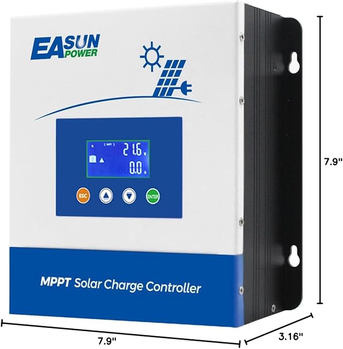 POWLAND 60A MPPT Solar Charge Controller, 12V/24V/36V/48V Auto, Max Input 150V