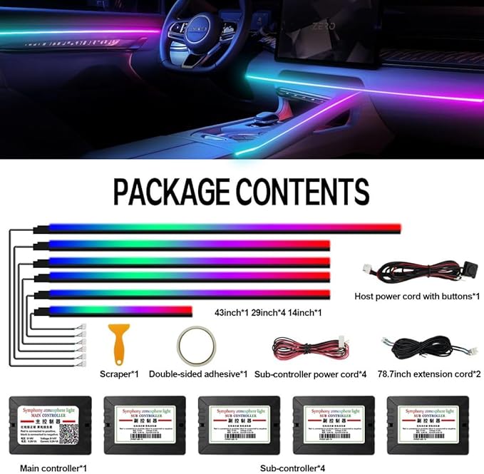 Dreamcolor Acrylic Interior Car Lights, WEBUPAR Car Accessories 6 in 1 Car LED