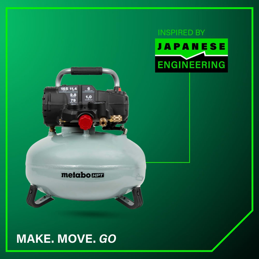Metabo HPT Pancake Air Compressor, 6-Gallon 165PSI, Portable Air Compressor w...
