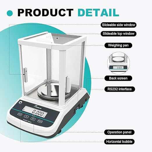 JOANLAB Analytical Balance 300g x 1mg Scale High Precision 0.001g Accuracy