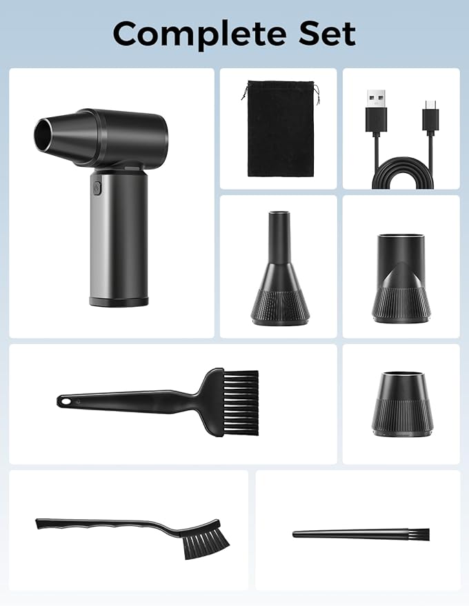 Compressed Air Duster-180000RPM Electric Air Duster Rechargeable Brushless Motor
