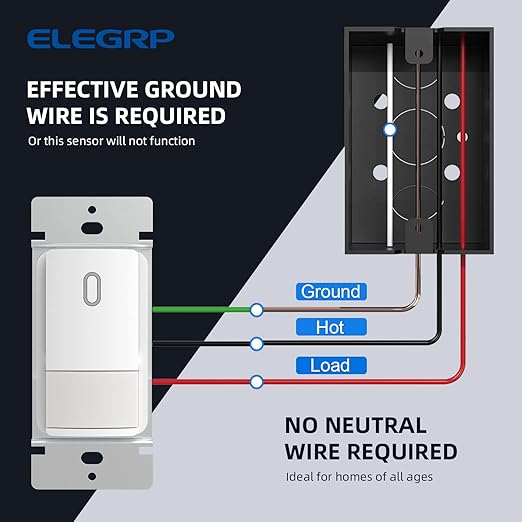 ELEGRP Occupancy Motion Sensor Light Switch, PIR Infrared Motion Activated Wall (6 Pack)