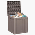 Resin Deck Box Outdoor Storage Box Waterproof for Patio Furniture,Outdoor Cushions,Garden Tools and Pool Supplies (Grey, 51 Gallon)